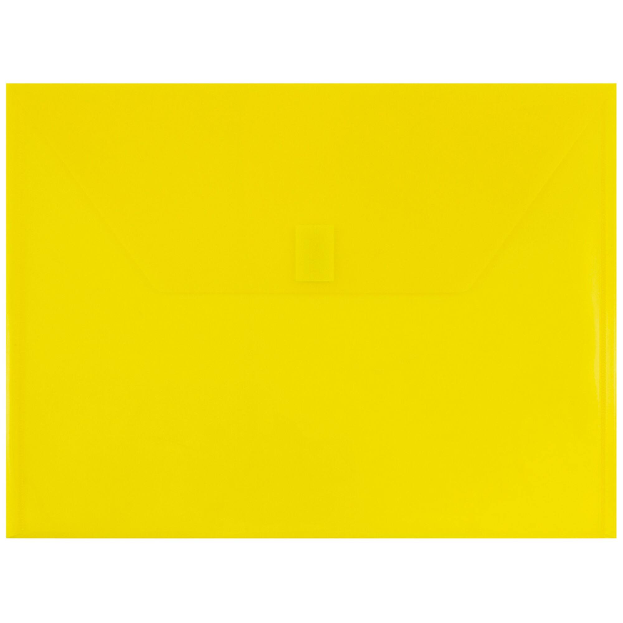 JAM Paper 9.5" x 12.5" Yellow Plastic Hook & Loop Closure Envelopes, 12ct.